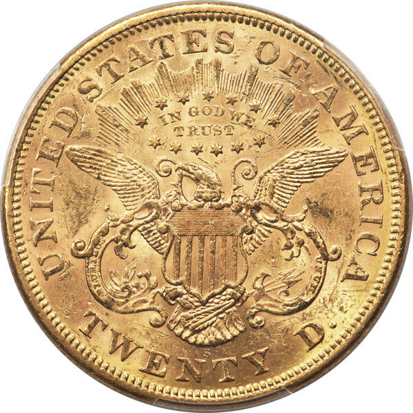 image for: 1873-S Open 3 $20  PCGS MS60