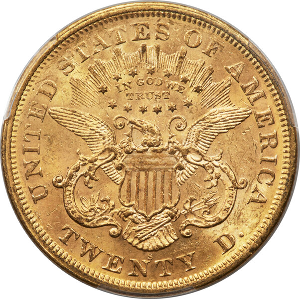 image for: 1873-S Closed 3 $20  PCGS MS60 CAC