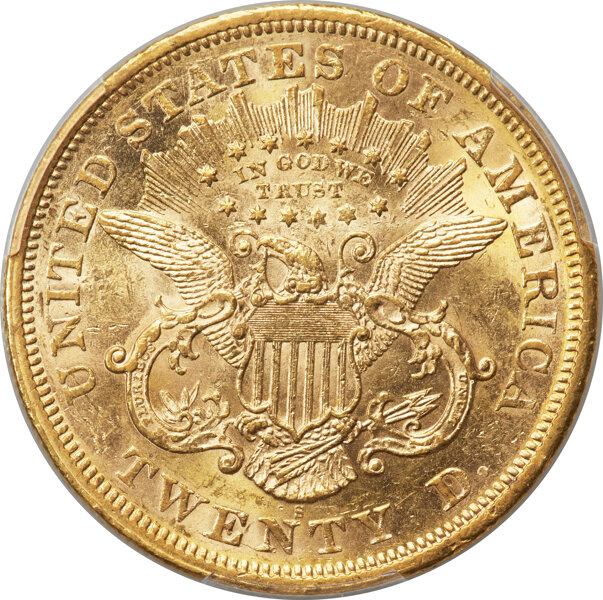 image for: 1873-S Closed 3 $20  PCGS MS61