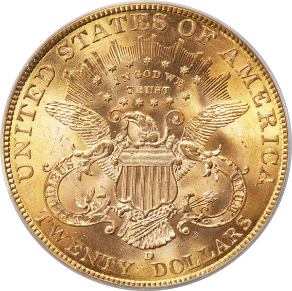 image for: 1907-D $20  PCGS MS64 CAC