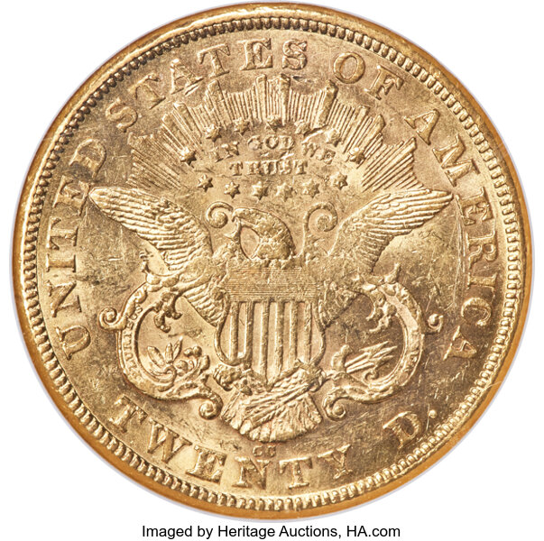 image for: 1875-CC $20  NGC AU58