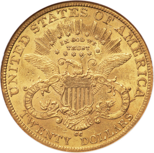 image for: 1884-CC $20  NGC AU58