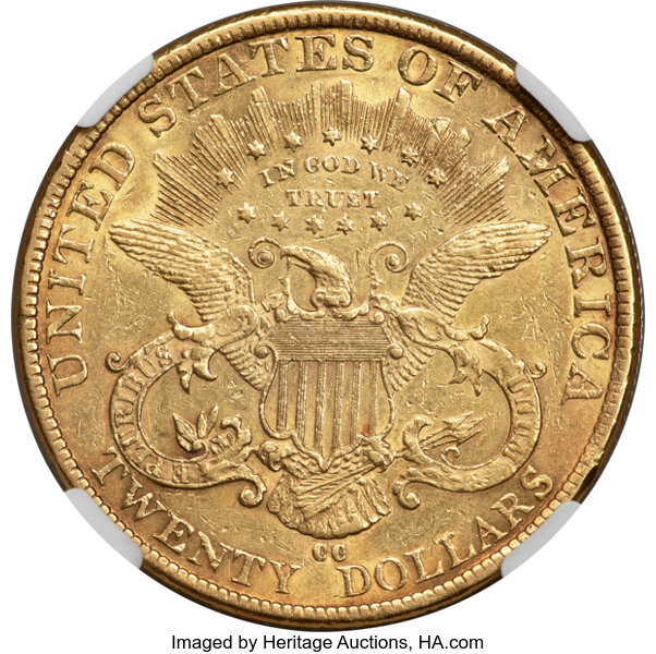 image for: 1892-CC $20  NGC AU55