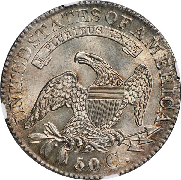 image for: 1828 50C Curl Base 2, No Knob, O-103, R.2, MS65 NGC....