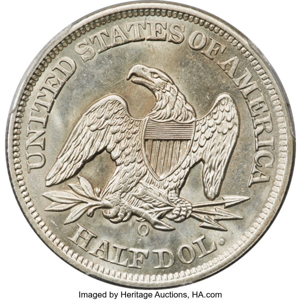 image for: 1856-O 50C Repunched Date, WB-102, FS-301, Die Pair 9, R.2, MS66 PCGS....