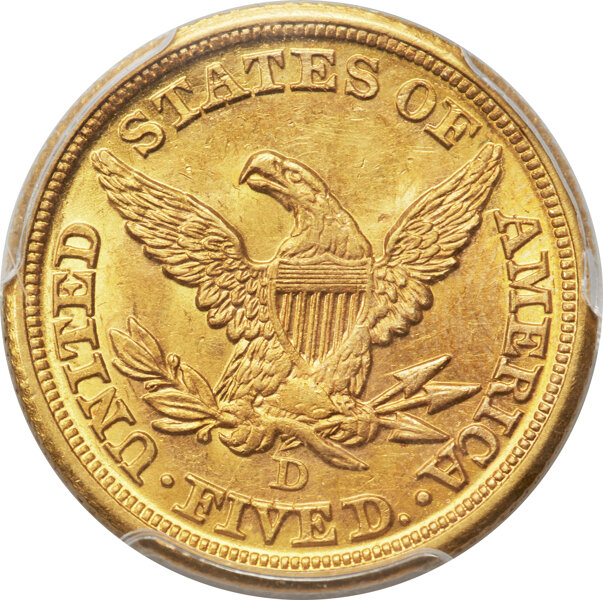 image for: 1856-D $5  PCGS MS61