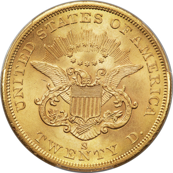 image for: 1856-S $20  PCGS MS64