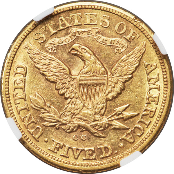 image for: 1880-CC $5  NGC AU58