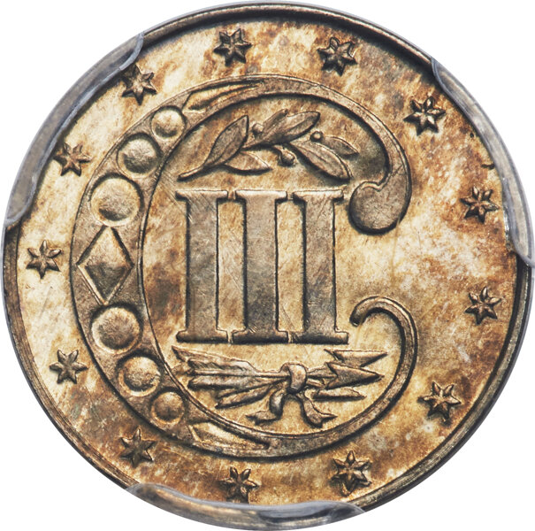 image for: 1868 3cS PCGS MS64 CAC