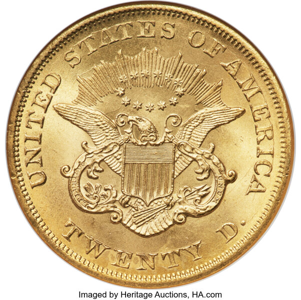 image for: 1865 $20  NGC MS63