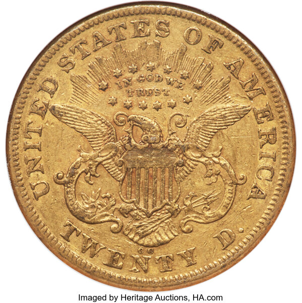 image for: 1872-CC $20  NGC AU55