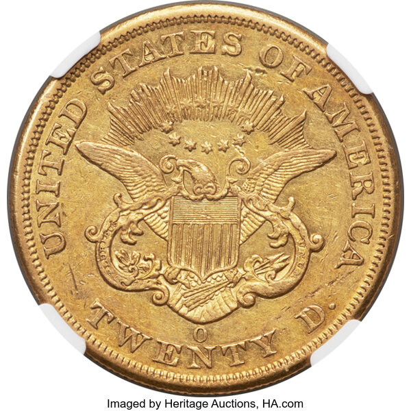 image for: 1854-O $20  NGC AU55