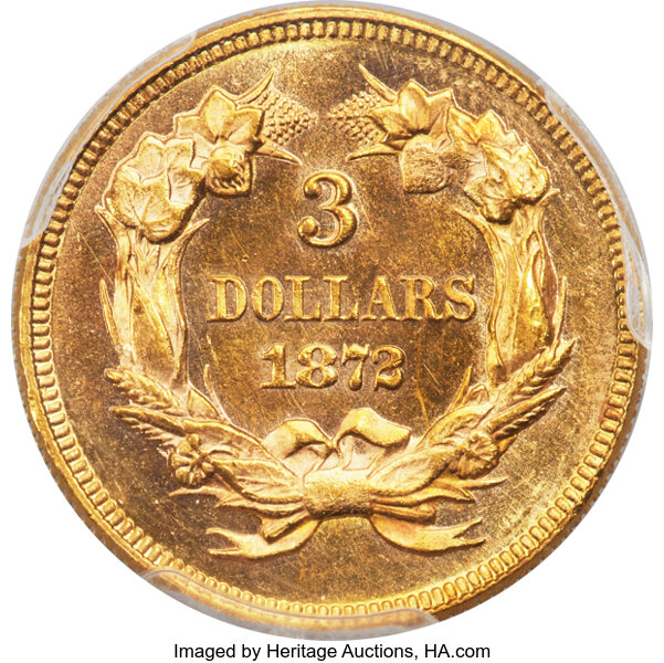 image for: 1872 $3  PCGS MS64