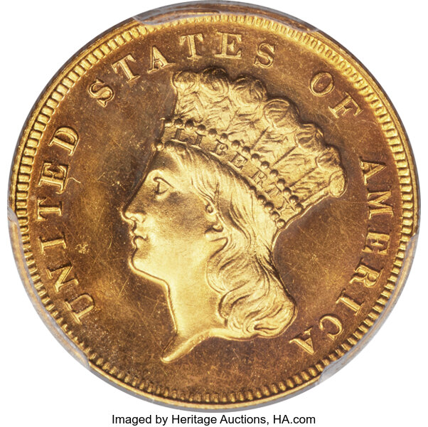 image for: 1872 $3 JD-1, High R.6, PR64 Cameo PCGS....