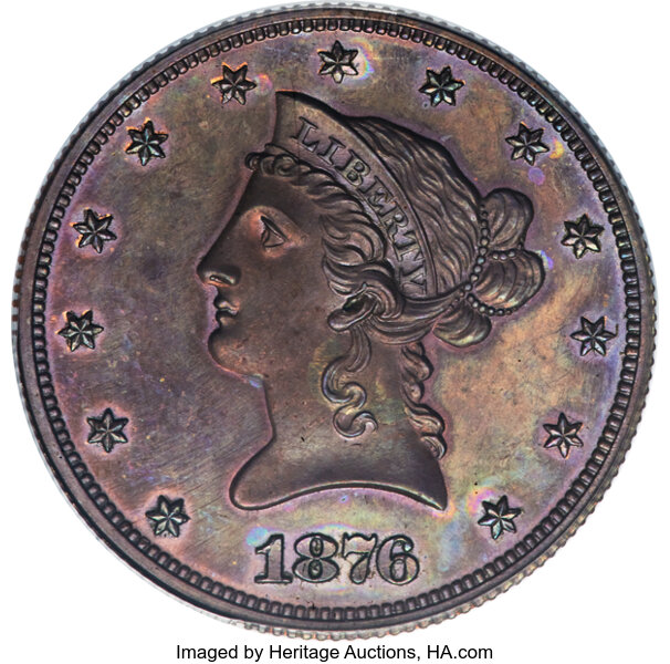 image for: 1876 $10 Ten Dollar, Judd-1486, Pollock-1639, High R.7, PR63 Red and Brown PCGS....