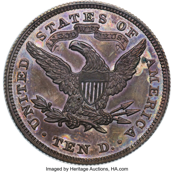 image for: 1876 $10 Ten Dollar, Judd-1486, Pollock-1639, High R.7, PR63 Red and Brown PCGS....