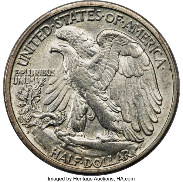 image for: 1921-D 50c PCGS AU58