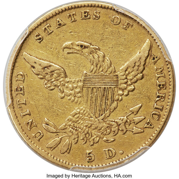image for: 1838-C $5 HM-1, High R.4, VF35 PCGS....