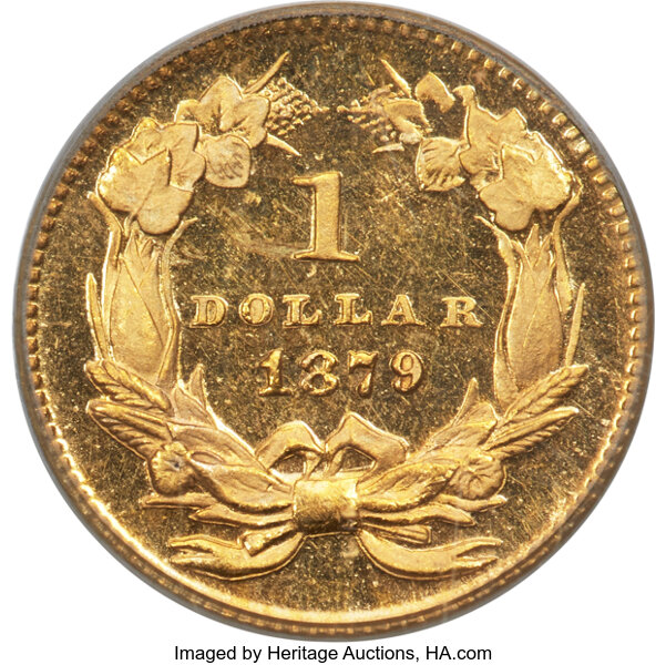 image for: 1879 G$1 JD-1, R.6, PR64 Cameo PCGS. CAC....