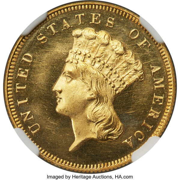 image for: 1879 $3 JD-1, R.6, PR65 Cameo NGC....