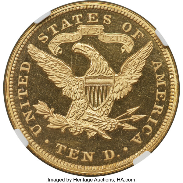 image for: 1876 $10 JD-1, R.6, PR64 Ultra Cameo NGC. CAC....