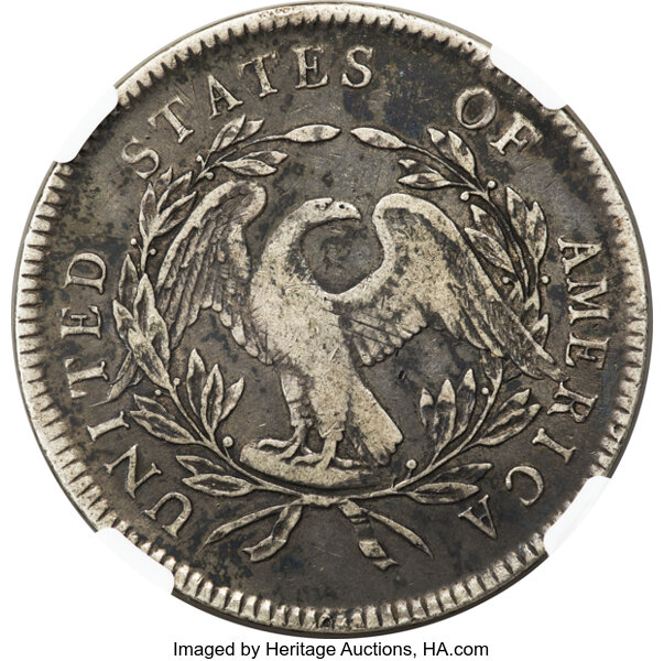 image for: 1795 $1 Flowing Hair, Three Leaves, B-5, BB-27, R.1, VF30 NGC....