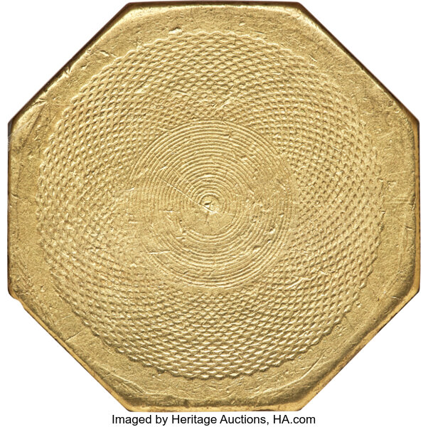 image for: 1851 Humbert, Target Rev, 887 THOUS, Reeded Edge, K-6 G$50  NGC XF45