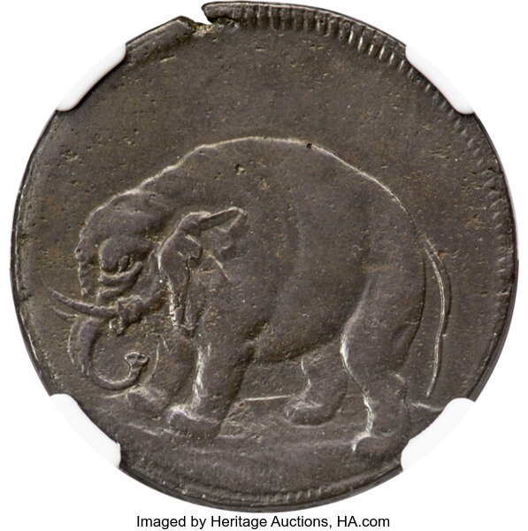 image for: 1694 1/2 P Carolina Elephant Token, PROPRIETORS, AU50 NGC. Betts-79, Hodder 2-F, W-12120, R.6....
