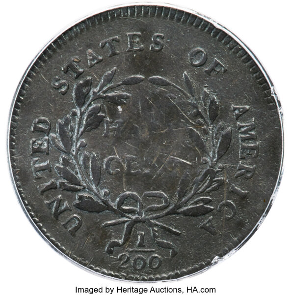 image for: 1796 1/2 C No Pole, C-1, B-1, R.6, Fine 12 PCGS....