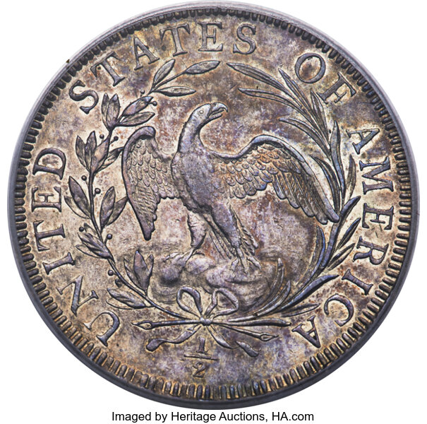 image for: 1796 50C 15 Stars, O-101, T-1, Low R.5, AU53 PCGS. CAC. Amato-115. ...