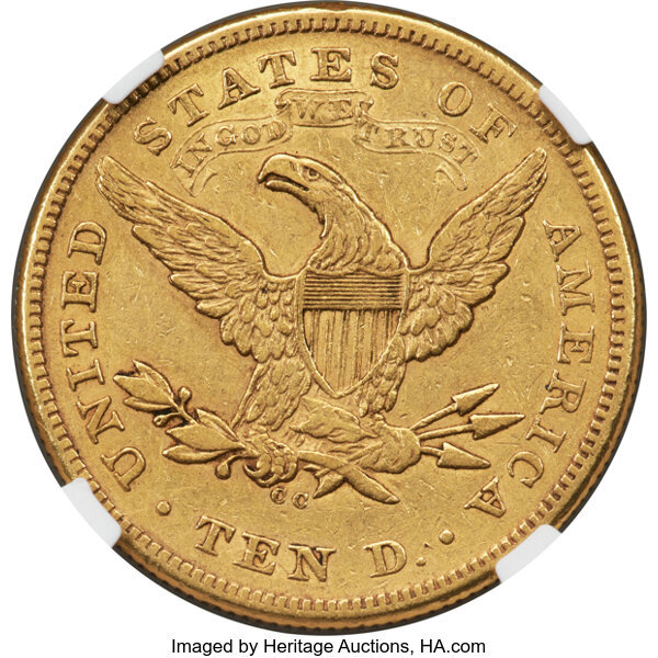 image for: 1872-CC $10 AU50 NGC. Winter 1-B....