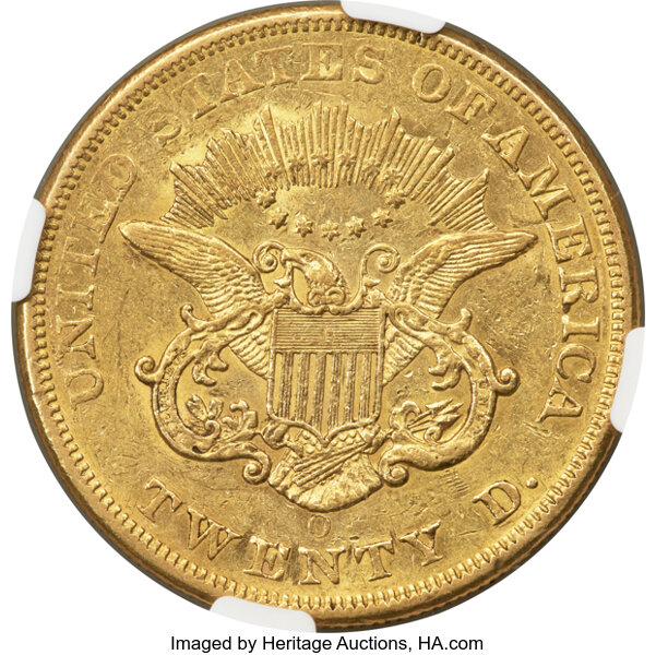 image for: 1858-O $20  NGC AU55