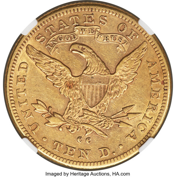 image for: 1884-CC $10  NGC AU55