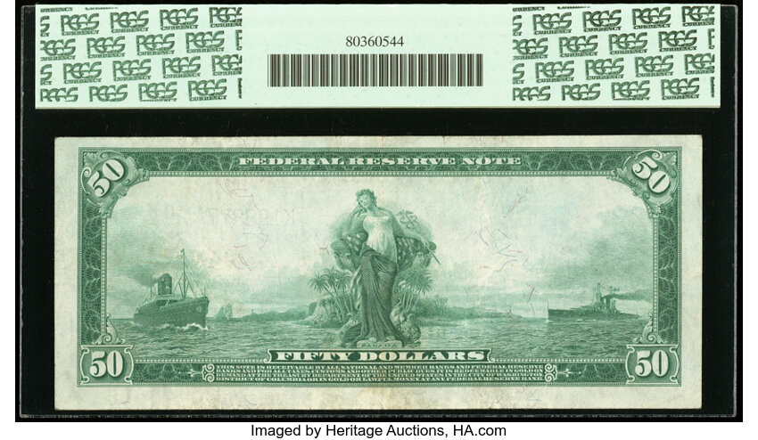 image for: Fr. 1066 $50 1914 Federal Reserve Note PCGS Very Fine 30....