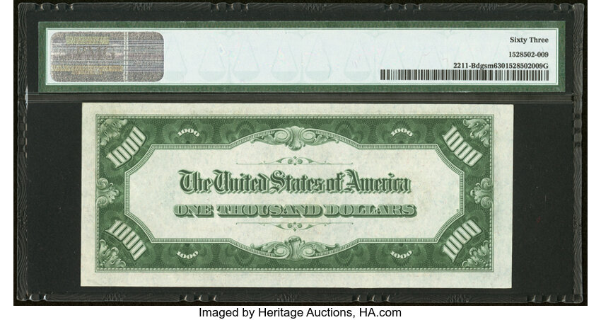 image for: Fr. 2211-B $1,000 1934 Mule Federal Reserve Note. PMG Choice Uncirculated 63....