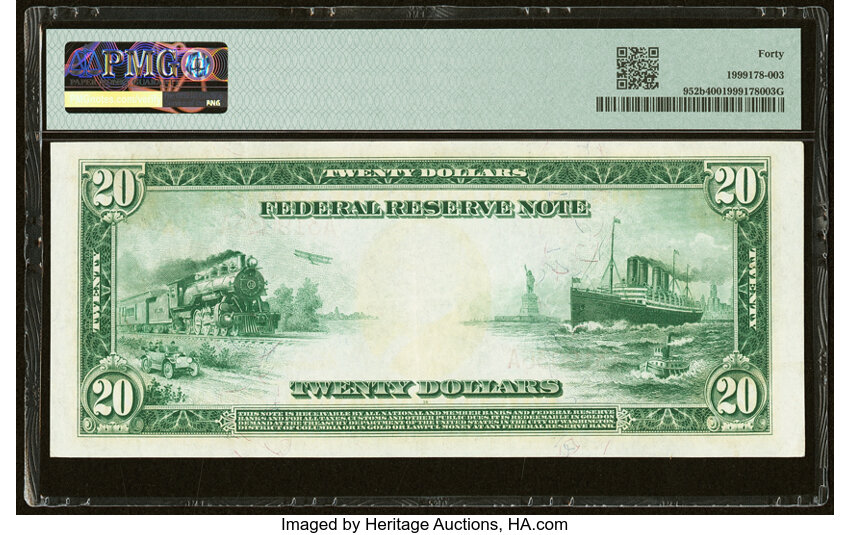 image for: Fr. 952b $20 1914 Red Seal Federal Reserve Note PMG Extremely Fine 40....