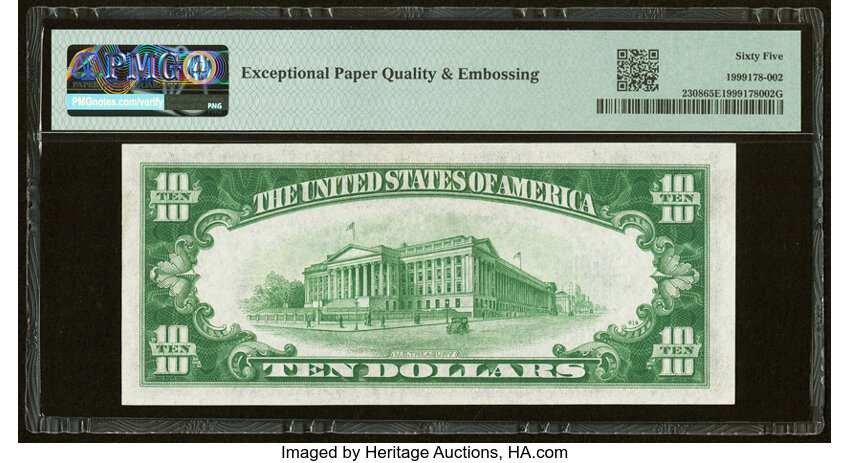 image for: Fr. 2308 $10 1934 Mule North Africa Silver Certificate. PMG Gem Uncirculated 65 EPQ....