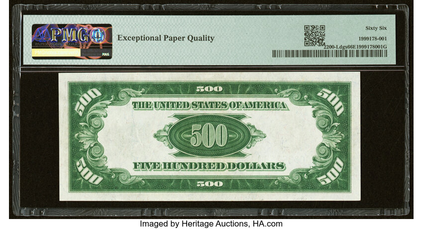 image for: Fr. 2200-L $500 1928 Federal Reserve Note. PMG Gem Uncirculated 66 EPQ....