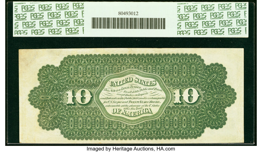 image for: Fr. 93c $10 1862 Legal Tender PCGS About New 53PPQ....