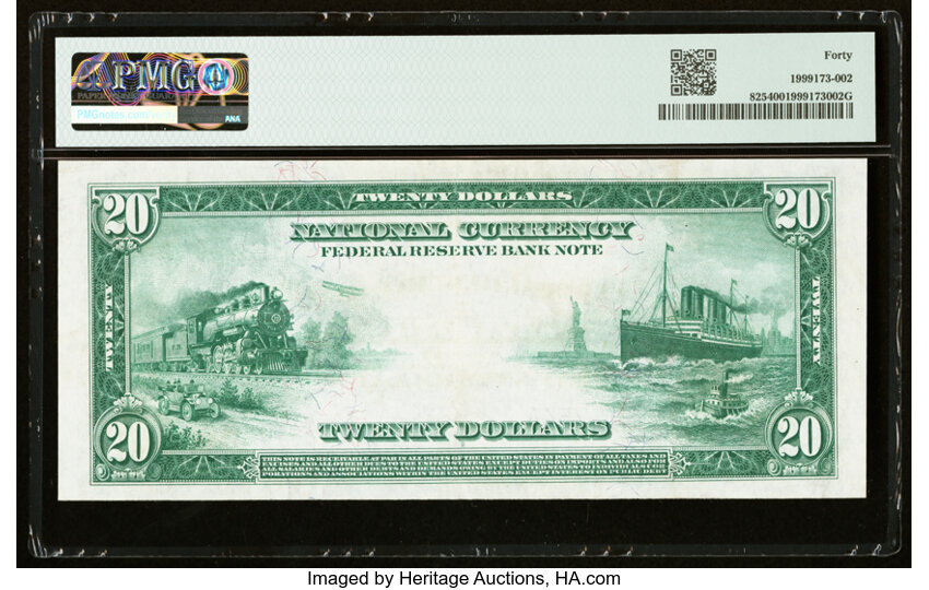 image for: Fr. 825 $20 1918 Federal Reserve Bank Note PMG Extremely Fine 40....
