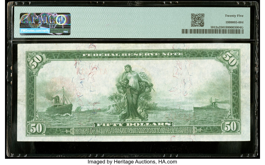 image for: Fr. 1012a $50 1914 Red Seal Federal Reserve Note PMG Very Fine 25....
