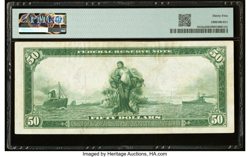 image for: Fr. 1015a $50 1914 Red Seal Federal Reserve Note PMG Choice Very Fine 35....