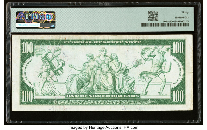 image for: Fr. 1074a $100 1914 Red Seal Federal Reserve Note PMG Very Fine 30....
