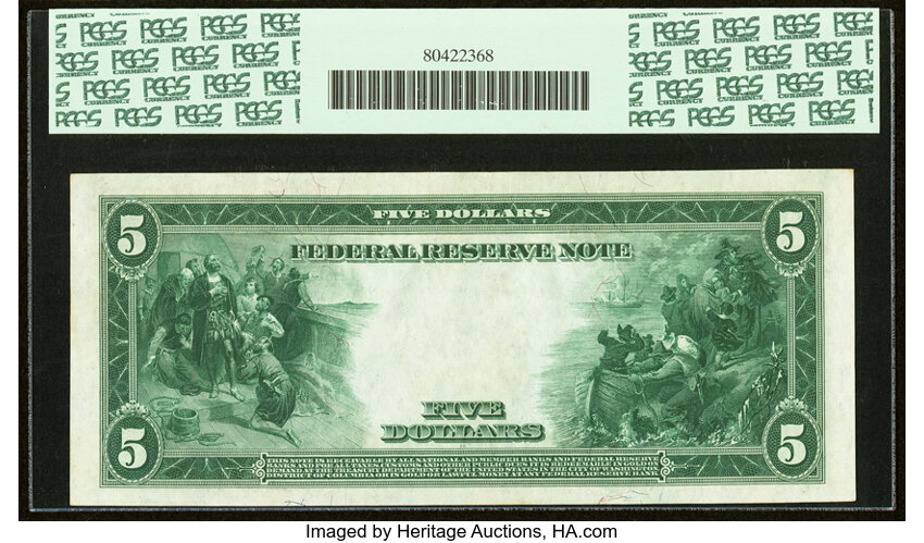 image for: Fr. 834a $5 1914 Red Seal Federal Reserve Note PCGS Gem New 66PPQ....