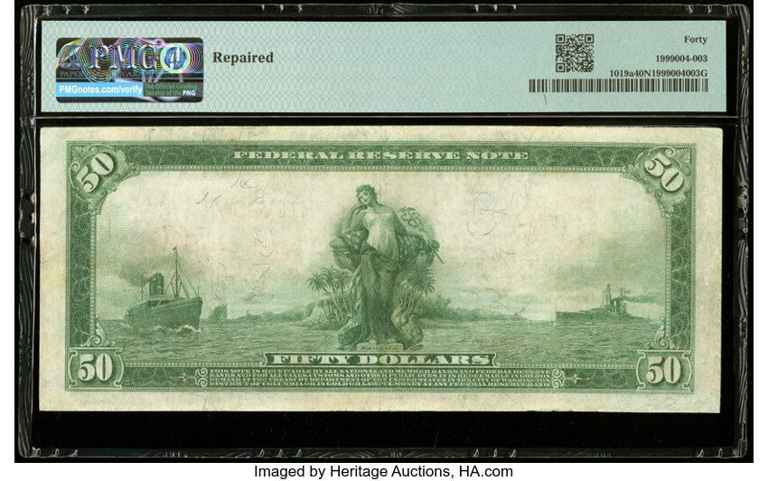 image for: Fr. 1019a $50 1914 Red Seal Federal Reserve Note PMG Extremely Fine 40 Net....