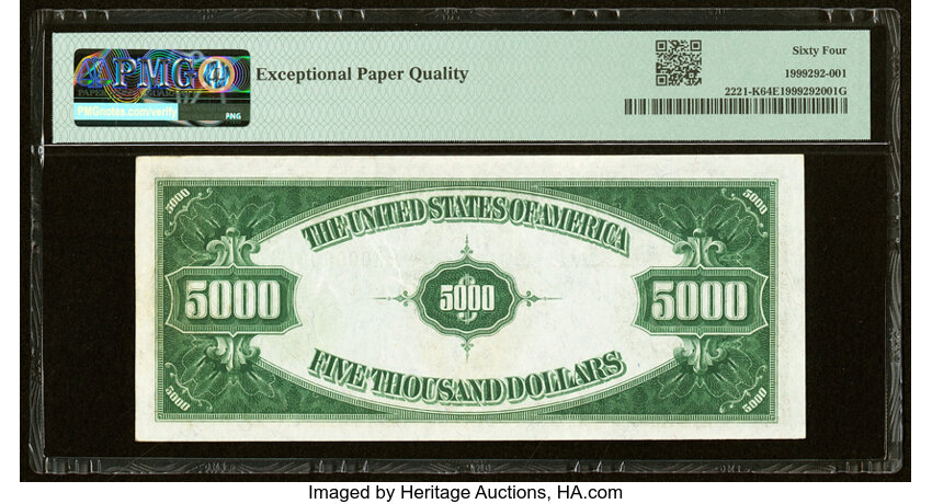 image for: Fr. 2221-K $5,000 1934 Federal Reserve Note. PMG Choice Uncirculated 64 EPQ....