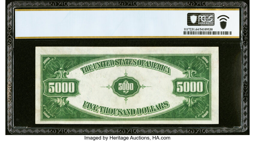 image for: Fr. 2220-G $5,000 1928 Federal Reserve Note. PCGS Banknote Choice Unc 64 PPQ....