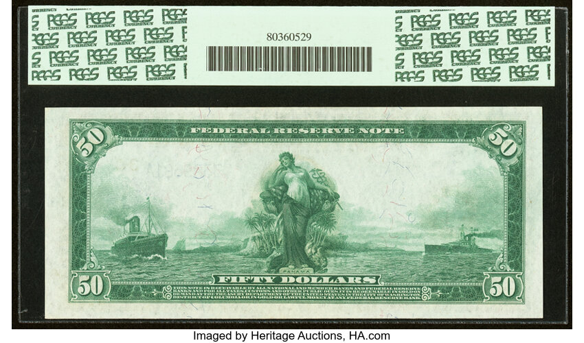 image for: Fr. 1035 $50 1914 Federal Reserve Note PCGS Gem New 66PPQ....