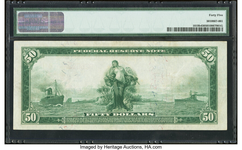 image for: Fr. 1019b $50 1914 Red Seal Federal Reserve Note PMG Choice Extremely Fine 45....