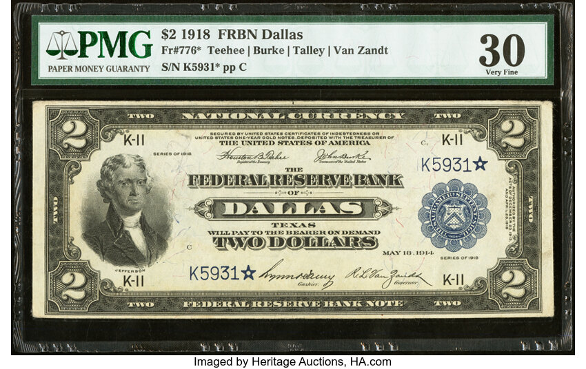 image for: Fr. 776* $2 1918 Federal Reserve Bank Star Note PMG Very Fine 30....